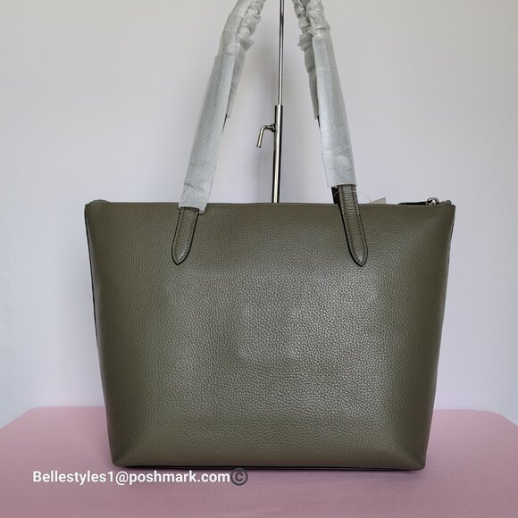 COACH Taylor Polished Pebbled Leather Large Tote- Army Green color ⭐ - Picture 5 of 16